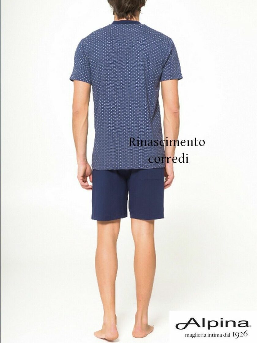 Pigiama manica corta e pantaloncino giasone blu - immagine 4