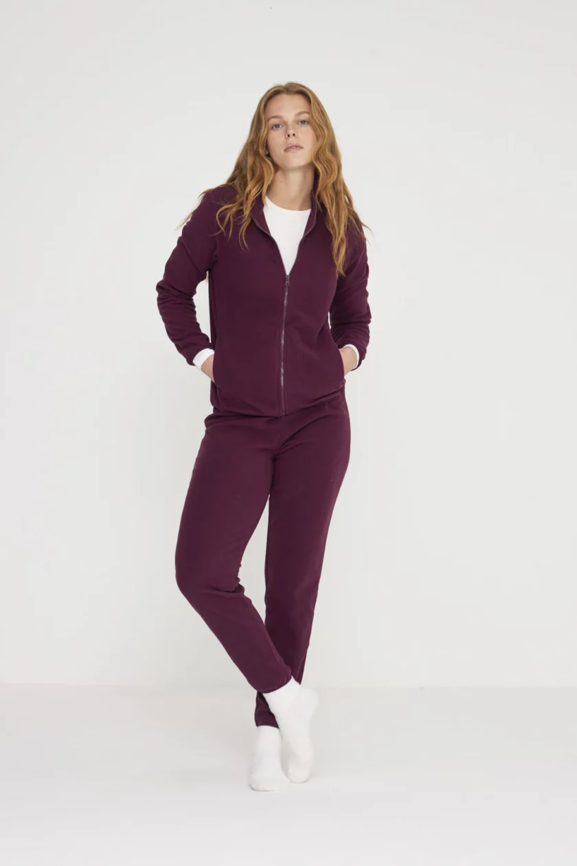 Completo donna julia in pile con zip FA8920 bordeaux