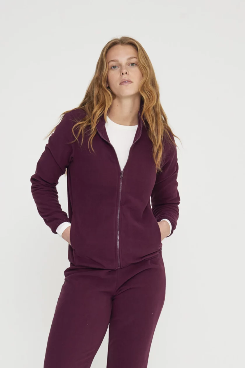 Completo donna julia in pile con zip FA8920 bordeaux - immagine 2