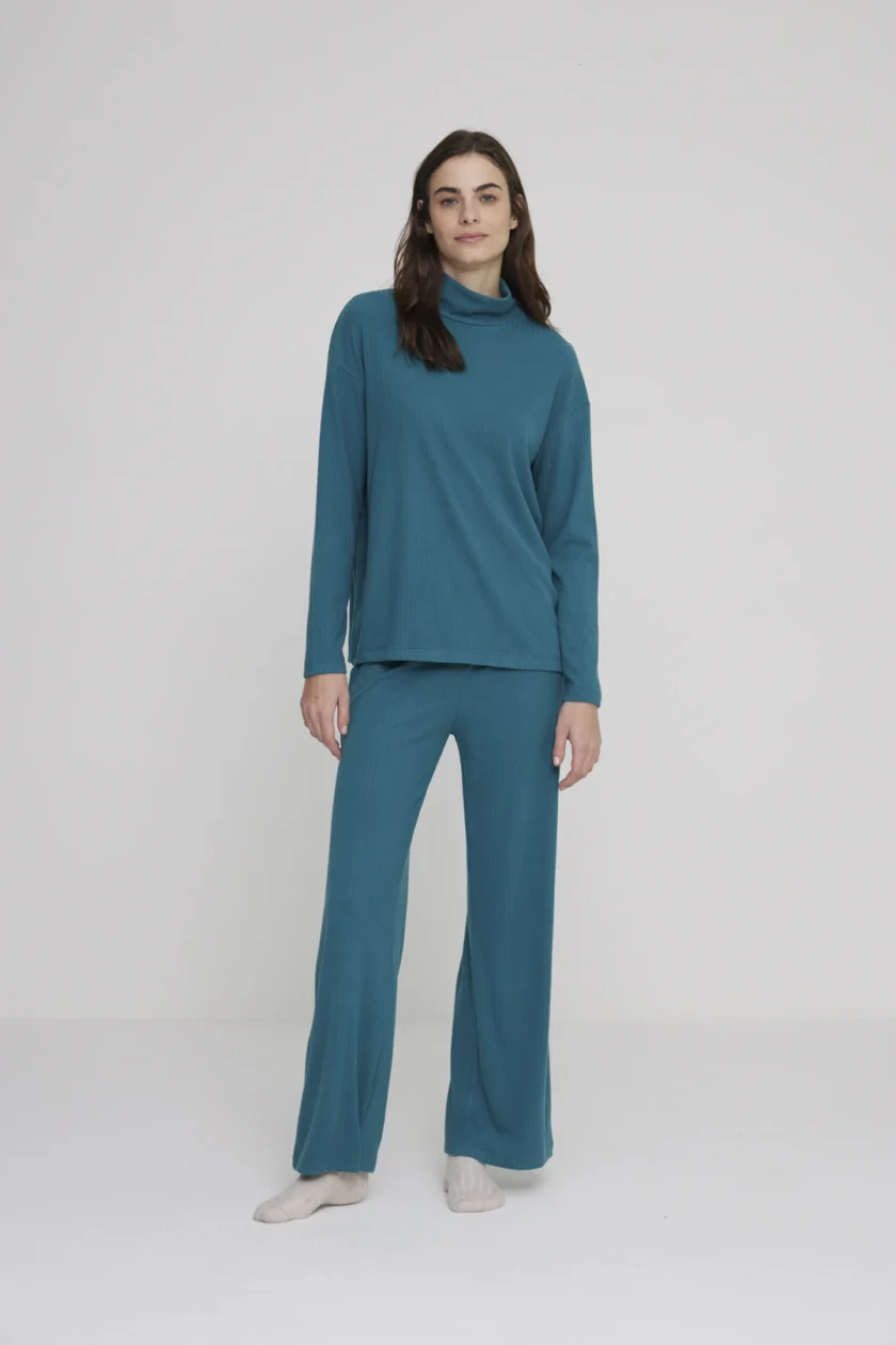 Competo loungewear donna madrid in maglina a coste FA8878 verde